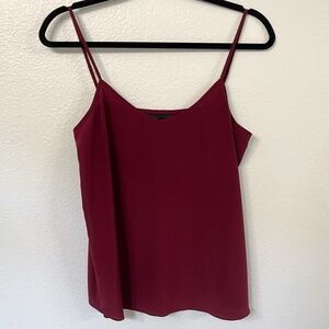 EUC - Quince Washable Silk V-Neck Cami, Burgundy, Size S